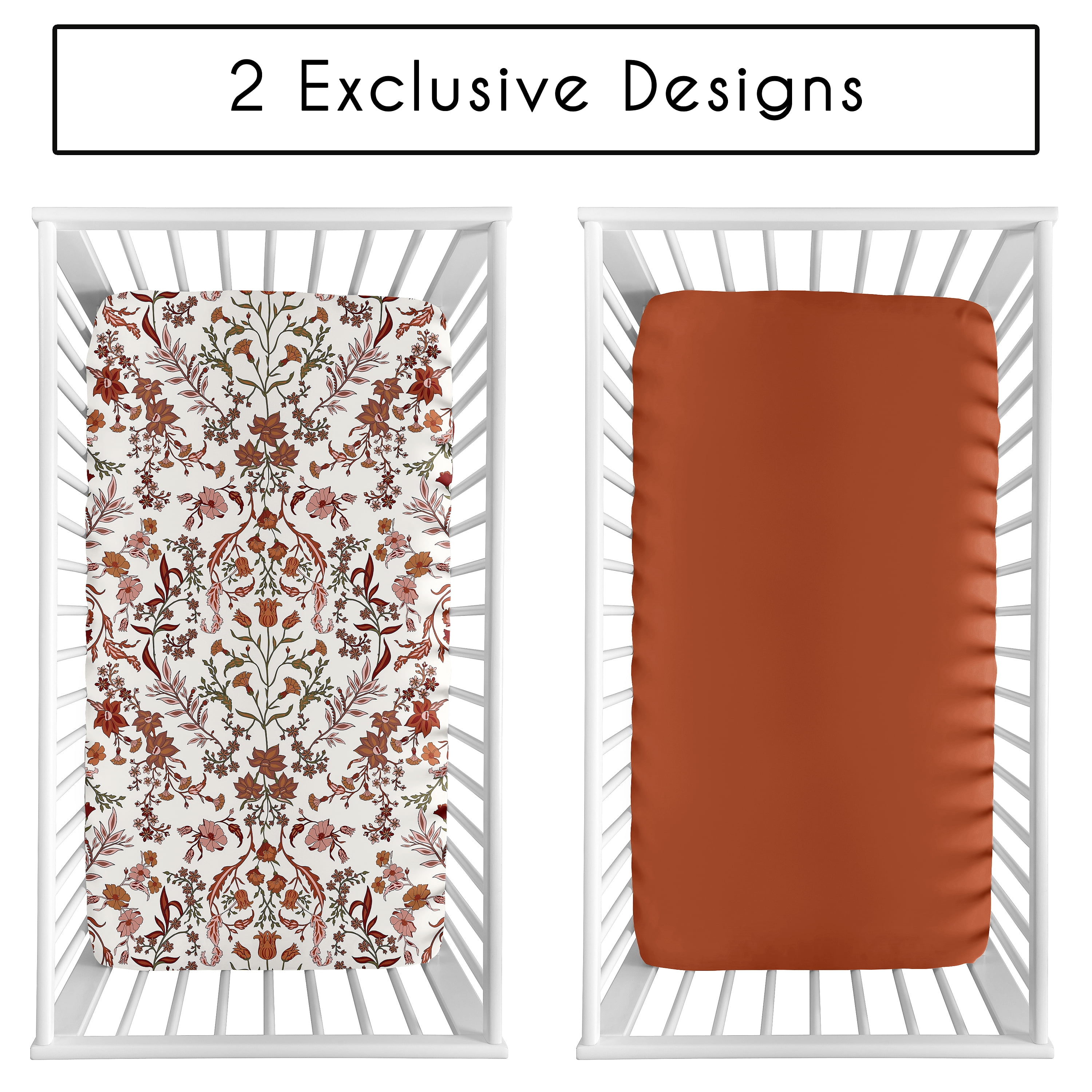 Sweet Jojo Designs Boho Floral Wildflower Girl Fitted Crib Sheets Set 2 Piece