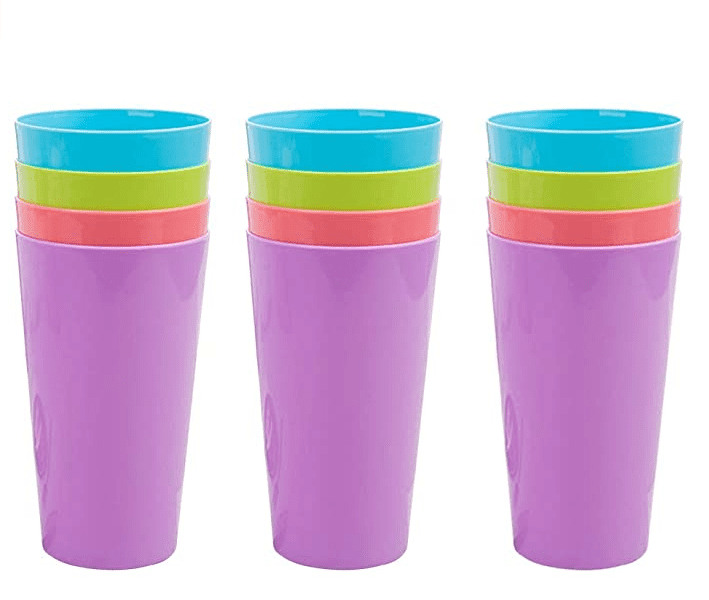 Eco-friendly Unbreakable Reusable Drinking Cup for Adult(17.5 OZ), Wheat Straw Biodegradable Healthy Tumbler Set 4-Multicolor, Dishwasher Safe,12 Pcs