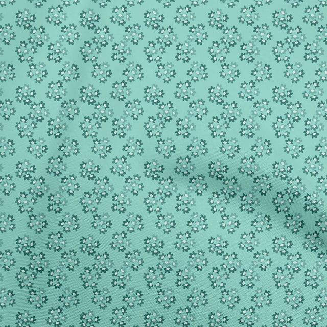oneOone Tissu Velours Vert Sarcelle Floral Matériel de Robe Tissu Imprimé Tissu au Mètre 58 Pouces de Large
