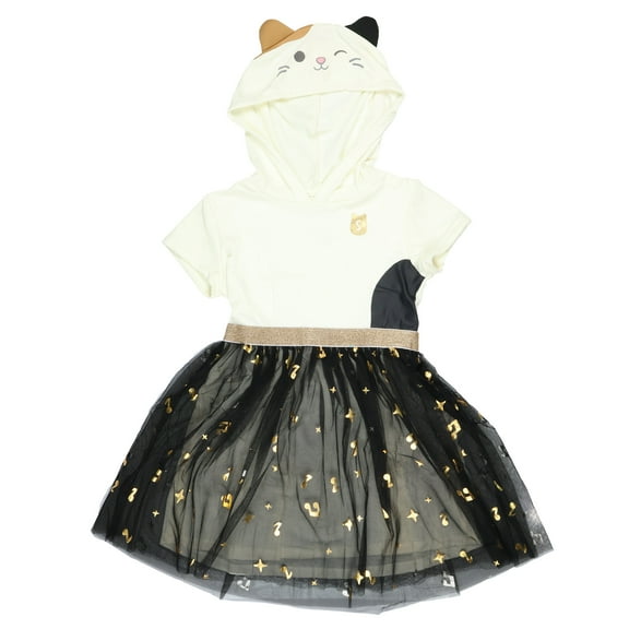 Squishmallows Cam The Cat Girls' Short Sleeve Hooded Tulle Skirt Cosplay Dress