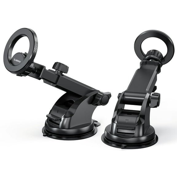 MagSafe Compatible Magnetic Car Windshield and Dashboard Phone Mount with Telescopic Arm - Black