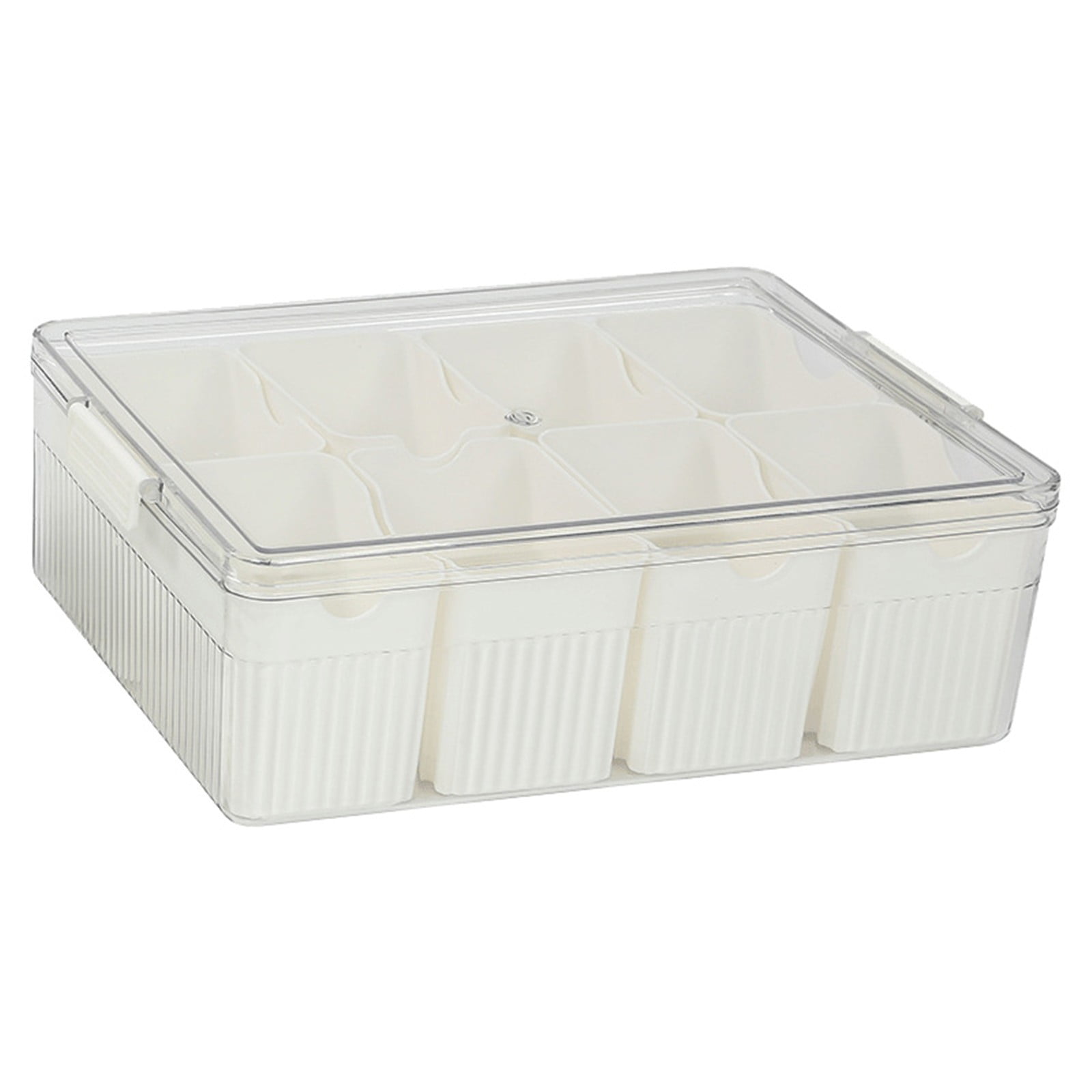Huayishang Storage Box, Kitchen Essentials Clearance Sale Kitchen Refrigerator Meat Vegetable Cooked Food Storage Dedicated Transparent Detachable Lid Four-Grid Storage Box
