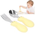 thumbnail image 4 of Juego De Cuchara Y Tenedor, Mano De Obra Fina, Utensilios De Alimentación Para Niños Pequeños, Diseño De Cabeza De Cuchara Plana Y Curvada, Resistente A Altas Temperaturas,, 4 of 7