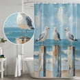 thumbnail image 4 of Beach Seagull Shower Curtain Set - 72" x 78" Washable Bathtub Curtain with 12 Hooks, Birds Rustic Wood Watercolor Painted Waterproof Fabric Stall Shower Curtains for Bathroom/Bathtub Décor, 4 of 6