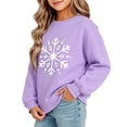 thumbnail image 2 of Wilak Girls Snowflake Print Sweatshirts Pullover Cotton Casual Long Sleeve Kids Fall Winter Tops Purple 6T, 2 of 6