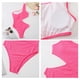 thumbnail image 3 of Traje de baño de una pieza rosa recortado para mujer Traje de baño de un hombro Trajes de baño Monokini acanalados, 3 of 7