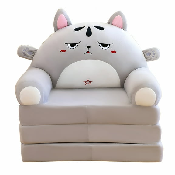 LAMIRO Plush Foldable Kids Sofa Backrest Armchair 2 In 1 Foldable Children Sofa Cute Cartoon Lazy Sofa Children Flip Open Sofa Bed for Living Room Bedroom Without Liner Filler