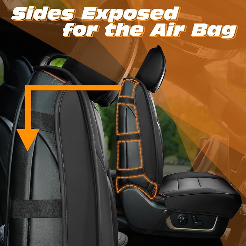 Seat Covers for 2007-2013 & 2019-2025 Chevy Silverado/GMC Sierra 1500 Crew Cab & 2020-2025 Chevrolet/GMC 2500HD/3500HD|Full Set for Truck |Front & Rear, Black