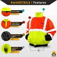 thumbnail image 4 of KwikSafety (Charlotte, NC) DISPATCHER Bomber Safety Jacket (FOLDABLE HOOD) Tri-Color Class 3 Hi Visibility Water Resistant ANSI OSHA Reflective Hoodie Warm Winter Gear Men | Orange/Yellow 2XL, 4 of 6