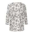 thumbnail image 5 of Jsaierl 3/4 Length Sleeve Tops for Women Summer Round Neck Shirts Trendy Floral Ladies Blouses Going Out Dressy T-shirts Top S-2XL, 5 of 5
