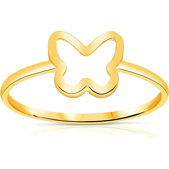Solid 14K Gold Open Butterfly Stackable Ring Gift For Her 5