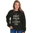 thumbnail image 3 of Keep Calm and Candy On Halloween Unisex Plus Fleece Graphic Sweatshirt Brisco Brands 2X, 3 of 5