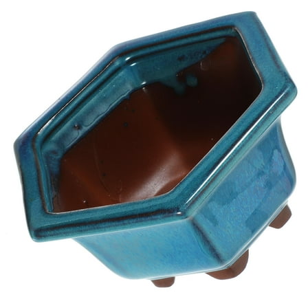 FUTUREORYY Ceramic Succulent Planter Blue Ceramic 1Pcs Home Bonsai Container