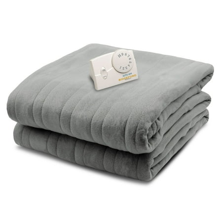 Biddeford Blankets Comfort Knit Fleece Heated Electric Blanket, Full, Gray