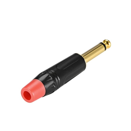 Gold Plated Brass Connector - 6.35mm Mono Male Jack Solder Connector Audio Video Power Adapter Gold Plated Brass