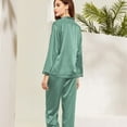 thumbnail image 2 of Silk Pajama for Women 2 Pcs Long Sleeve Button Down and Pants Lounge Wear for Women Womens Pajamas, 2 of 4