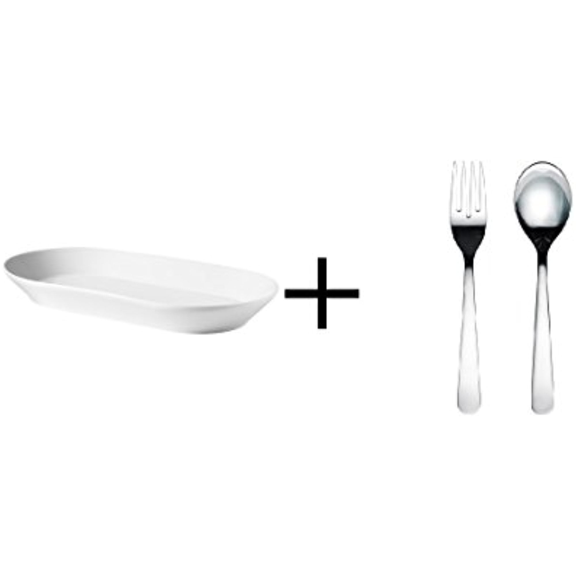 Ikea Serving plate, white, 2piece salad server set, stainless steel
