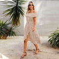 thumbnail image 2 of Dr.Eam Women Summer Off Shoulder Short Sleeve High Waist Dresses A Line Mini Dress Party Dresses Party Dresses Vacation Summer Casual, 2 of 8