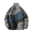 thumbnail image 3 of Wyobmus Men's Fluffy Fleece Lined Jacket Full Zip Casual Soft Plush Coats Winter Stand Collar Cardigan Outwearn Blue, 3 of 4
