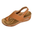 thumbnail image 6 of Orthopedic Sandals for Women Low Wedge Arch Support Flip Flops Hook and Loop Slingback Summer Outdoor Nonslip Walking Shoes Brown Size 9.5, 6 of 6