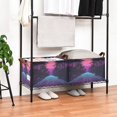 thumbnail image 3 of Yayeee Foldable Storage Basket for Shelves with Handles Set of 2 Waterproof Cloth Bins, Night Neon Road, 3 of 7