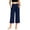 A Navy, variant on Jopfuhed Women's Wide Leg Yoga Pants Elastic High Waist Tummy Control Capri Pants with Pockets Side Flowy Gym Workout Jogging Pants,Sizes S-3XL