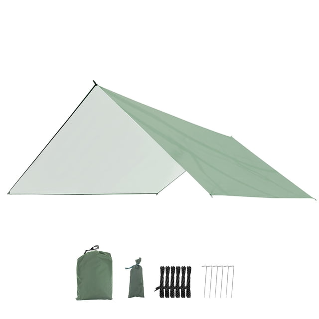Tarpaulin, Tarp for Hammock Waterproof with Eyelets, 6 Pegs, 6 Ropes Rain Protection Sun Protection for Ourdoor Camping Multi Way