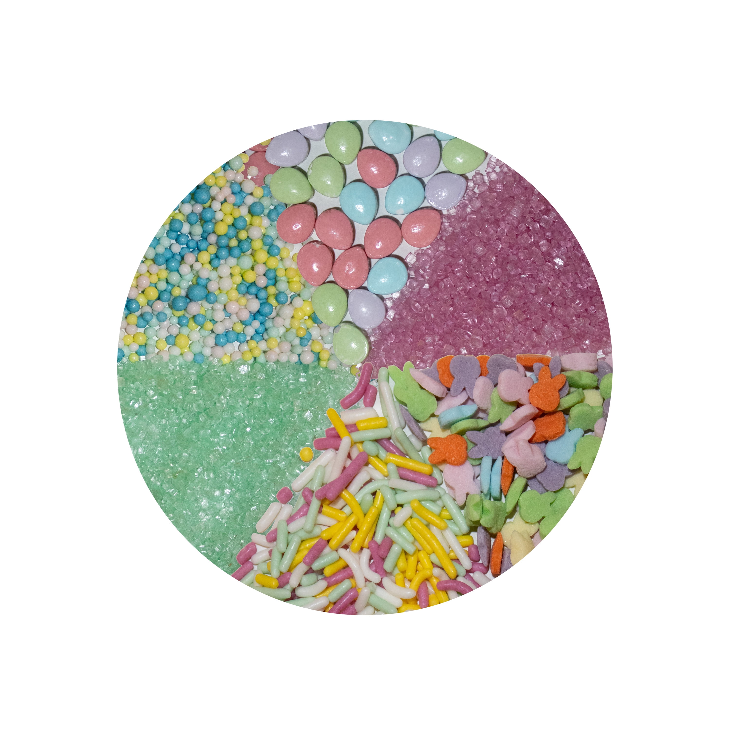 Wilton Easter Pastels Edible Sprinkle Mix, 6-Cell Variety Pack with Egg & Bunny Shapes, Jimmies & Sparkling Sugars, 6.8 oz.