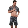 thumbnail image 3 of Men's silk satin pajama set short-sleeved buttons pajamas (with pockets), 3 of 8