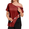 thumbnail image 2 of Post Shoulder Surgery Shirts Women Short Sleeve After Rotator Cuff Shirts with 2 Shoulder Half Zippers Tear Away Tops Easy To Wear and Take Off Adaptive Clothing, 2 of 9