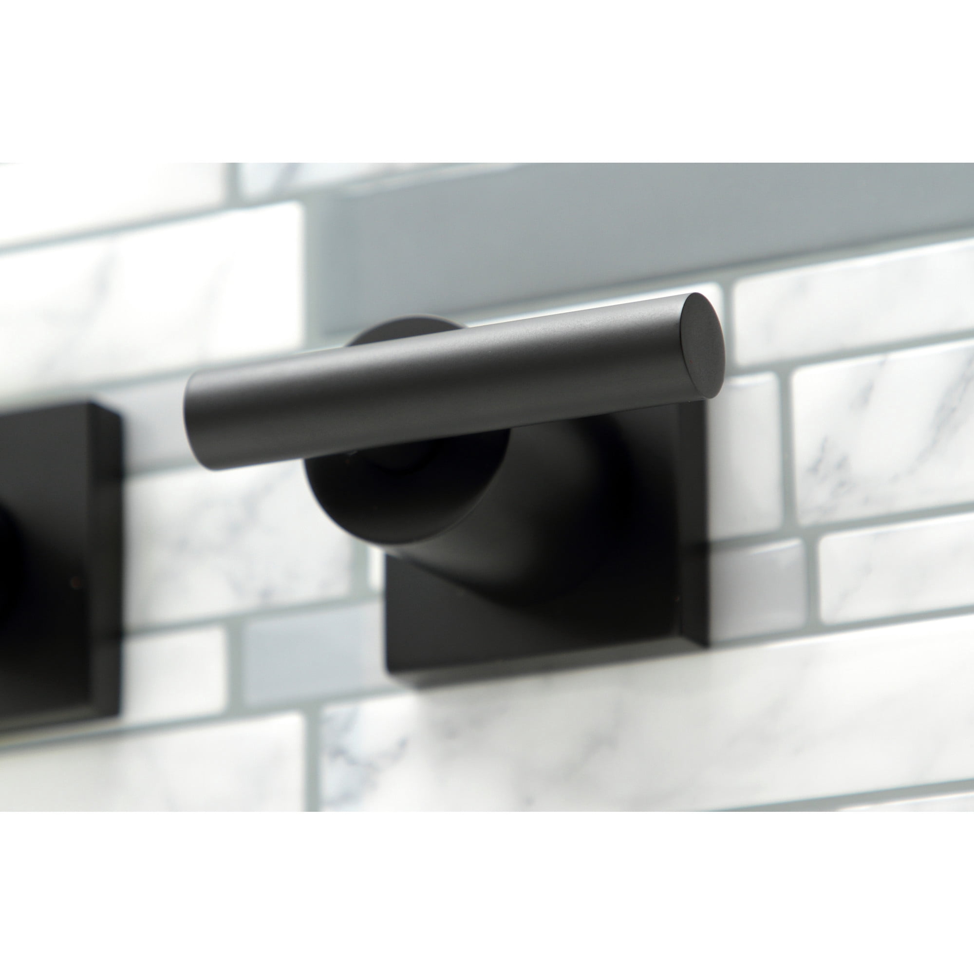 Kingston Brass KS6040CML Manhattan Two-Handle 3-Hole Wall Mount Roman Tub Faucet in Matte Black