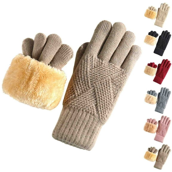 Puntoco Winter Gloves for Women Warm Wool Touch Screen Ladies Windproof thermal Knit Fleece Lined Gloves for Cold Weather