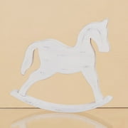 Pack of 2 Decorative Rustic Christmas White Washed Wood Rocking Horses 9"