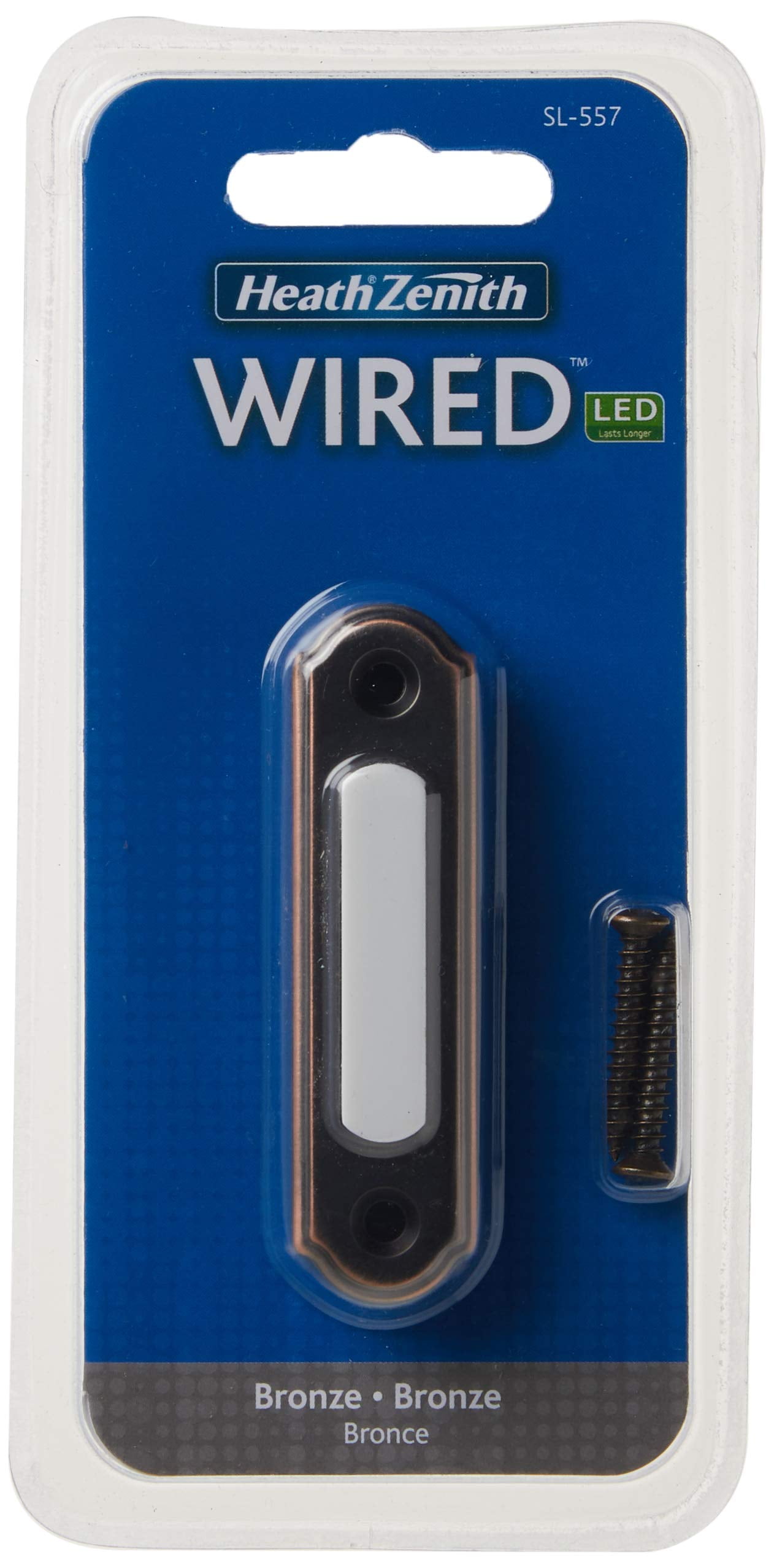 Heath Zenith SL-557-00 Oil Rubbed Bronze Brown Metal Wired Pushbutton Doorbell