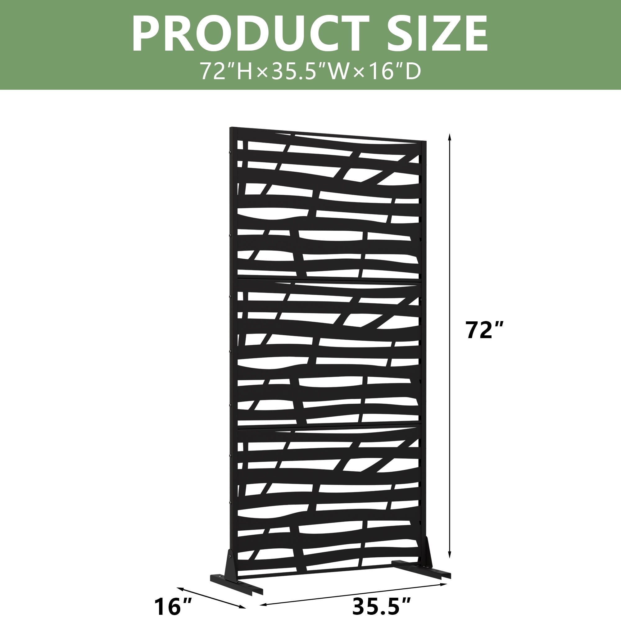 MAYEERTY 72*35in Outdoor Privacy Screen, UV Resistant Metal Privacy Fence, Privacy Panel for Patio, Balcony, Backyard, Garden