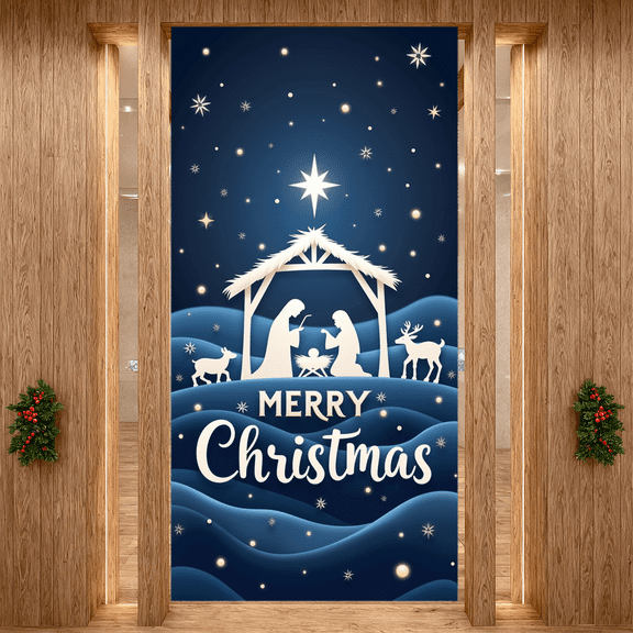 Decorative Design Merry Christmas Scene Festive Celebration Banner for Holiday Party Decoration Seasonal Event Indoor