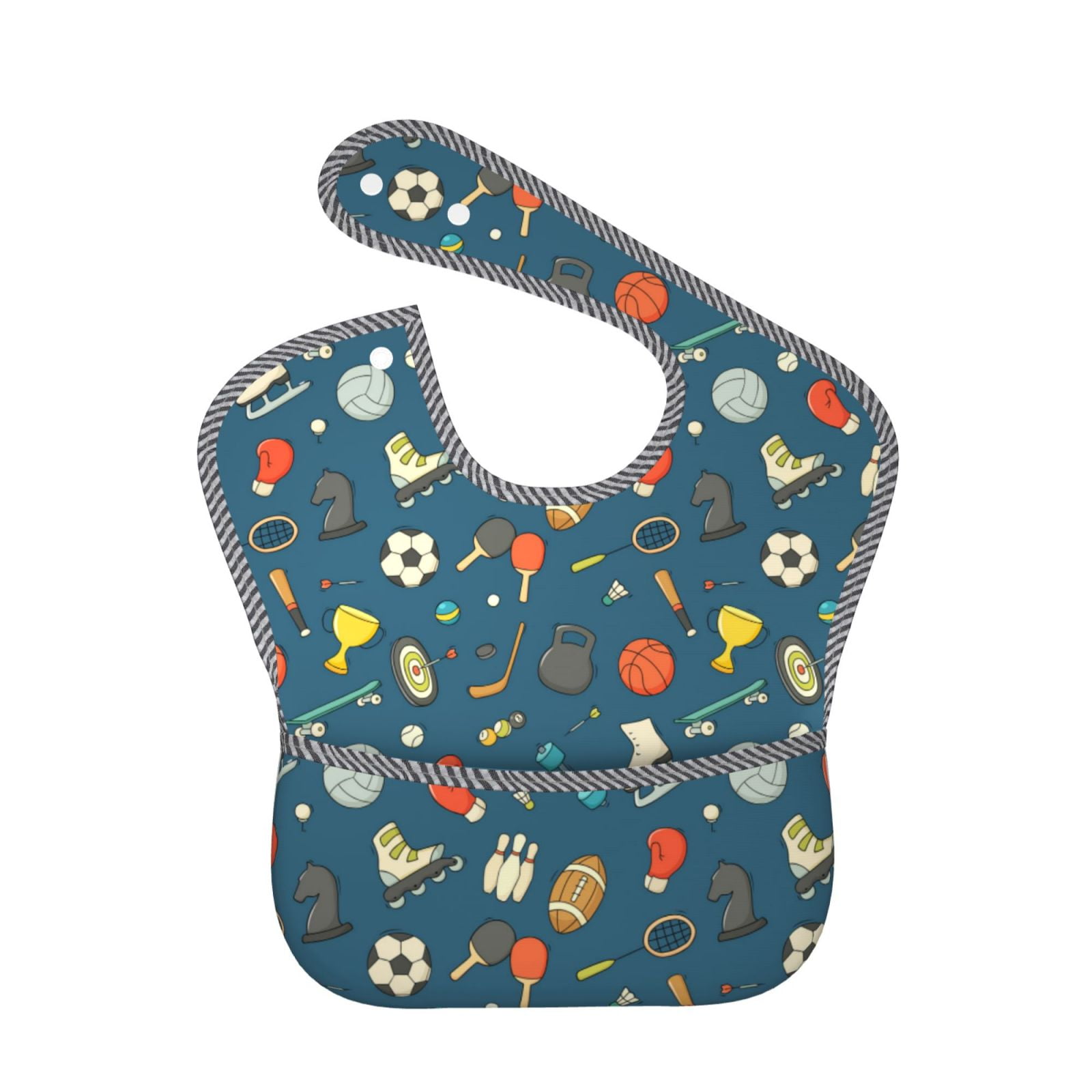 Hirioo Sports Ball for Baby Waterproof Pocket Bib Adjustable Closed for Babies Toddlers with Large Pocket 6-24Months