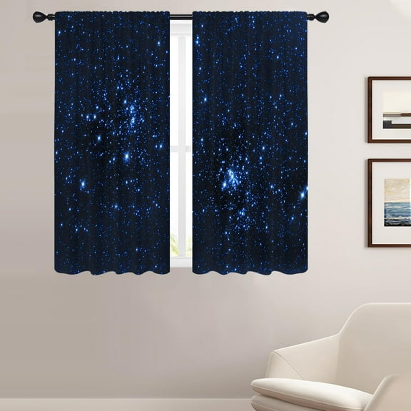 Blue Galaxy Window Curtains for Bedroom 42 x 63 Inch Outer Space Star Black Trippy Celestial Kids Boys Starry Nebula Universe Anime Living Room Treatment Set of 2 Curtain Panels Drapes