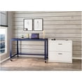 thumbnail image 4 of Space Solutions Ready-to-assemble 48 inch Wide Mobile Metal Desk - Navy, 4 of 6