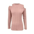 thumbnail image 4 of Lenpel Women's Long Sleeve Tops Cold Shoulder Crew Neck Solid Color Textured Tunic Shirts Dress Casual Blouses, 4 of 4