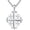 A01-Silver, variant on Jerusalem Cross Necklace 925 Sterling Silver Christian Jewelry for Men, w/Stainless Steel Chain 22 + 2 Inch