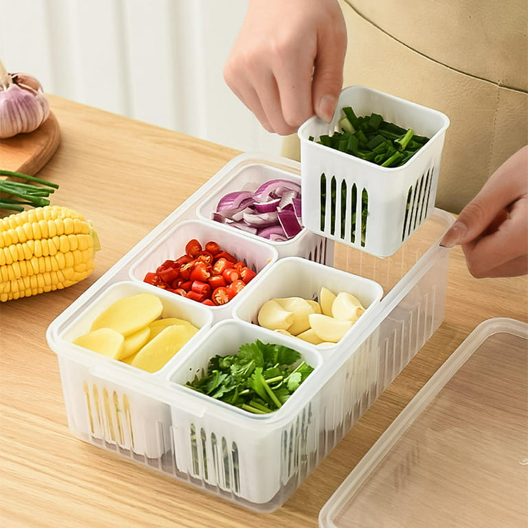 Household Food Storage Box Clear Reusable Fruit and Vegetable