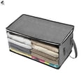 thumbnail image 4 of PULLIMORE 3 Pcs Foldable Storage Bags Large Capacity Clothes Organizer Shortage Containerswith Clear Window and Reinforced Handle for Comforters Blankets Bedding Quilt (Gray）, 4 of 10