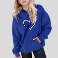 thumbnail image 4 of Girls Oversized Hoodies Paw & Love Heart Printed Pullover Sweatshirts Clothes for Kids Valentines Day Gifts, Blue 7 Years, 4 of 6