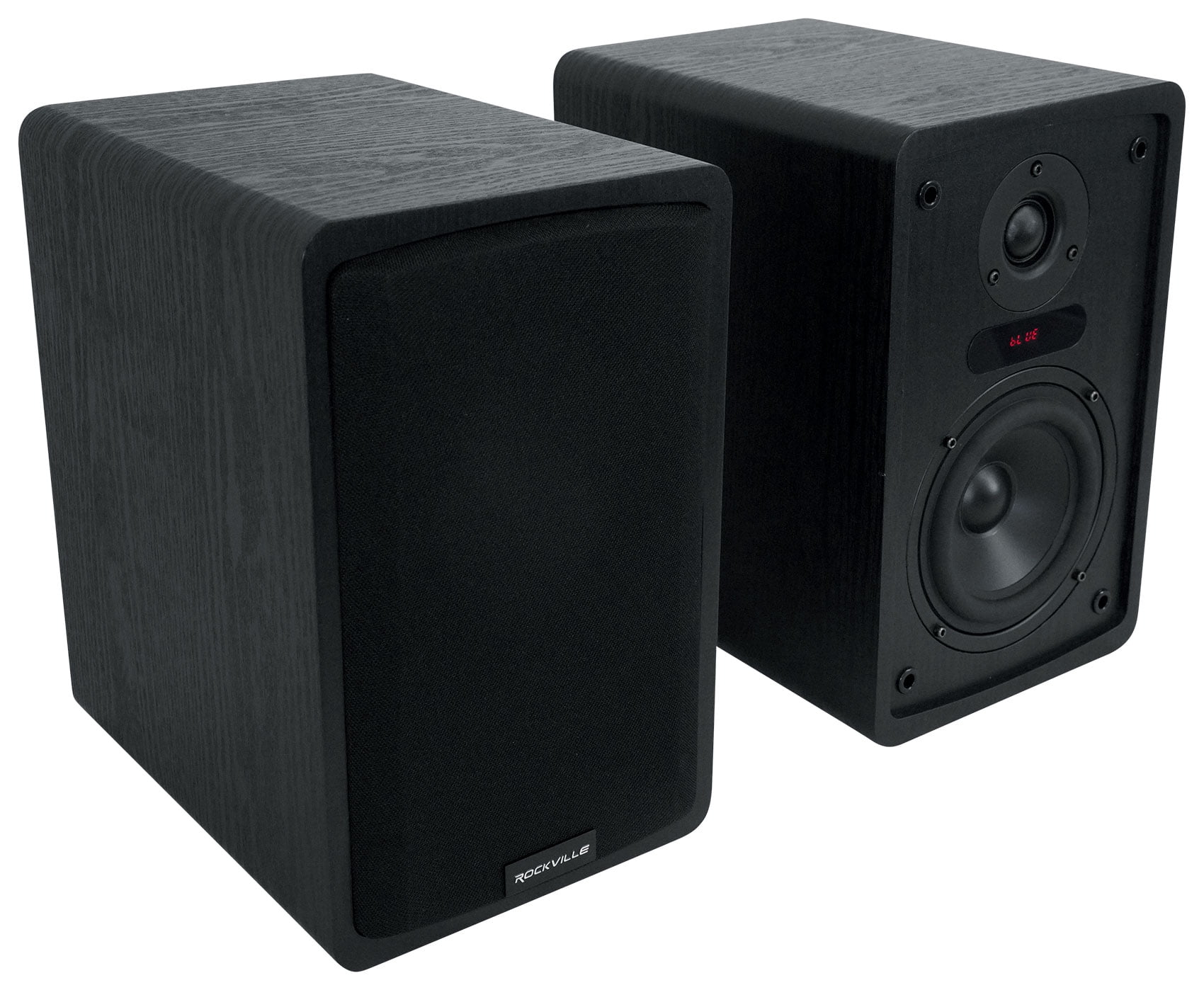Rockville ELITE-5B 5.25" Bookshelf Speakers w/Bluetooth+28" Dark Wood Stands
