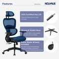 thumbnail image 3 of NOUHAUS Ergo3DL Ergonomic High-Back Mesh Office Chair with Adjustable Headrest, Lumbar Support, and Armrests, 3 of 6