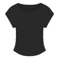 thumbnail image 2 of TODOZO T Shirts for Women Casual Lightweight Soft Basic Tees 92% Cotton Blue Regular Shoulder Short Sleeve T Shirt for Women Summer Slimming and Fashionable with Pleats Waist Cinching Short Body., 2 of 6