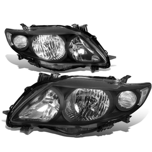 DNA Motoring For 09-10 Toyota Corolla Black Clear Corner Headlight Lamps Pair Replacement