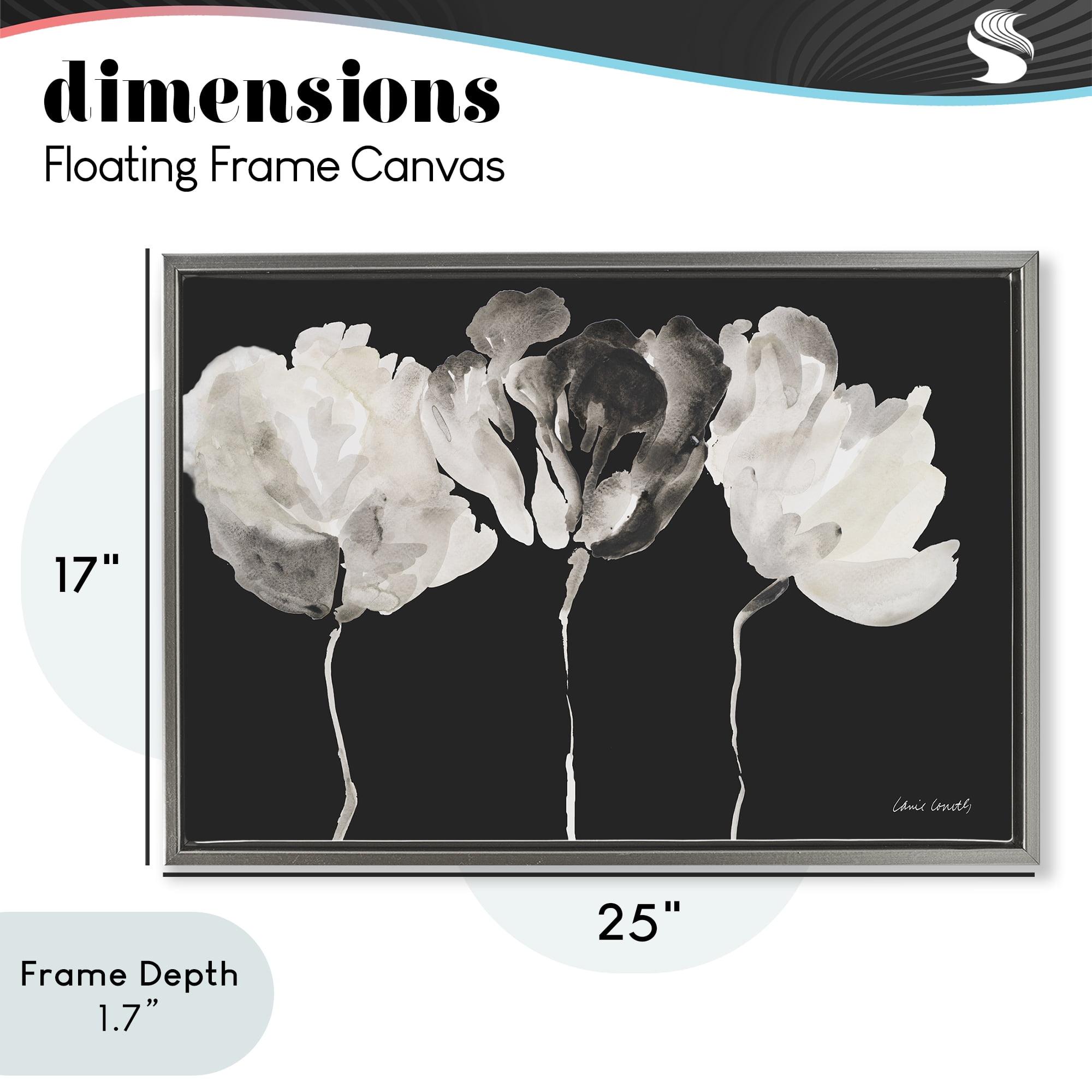 Stupell Industries Trio In Light On Black Gray Framed Floater Canvas Wall Art, design by Lanie Loreth