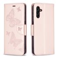 thumbnail image 2 of Allytech Embossed Butterfly Case for Samsung Galaxy A13 5G [Not for 4G], PU Leather Card Slots Flip Stand Magnetic Closure Wrist Strap Lanyard Protective Cover for Galaxy A13 5G, Pink, 2 of 5